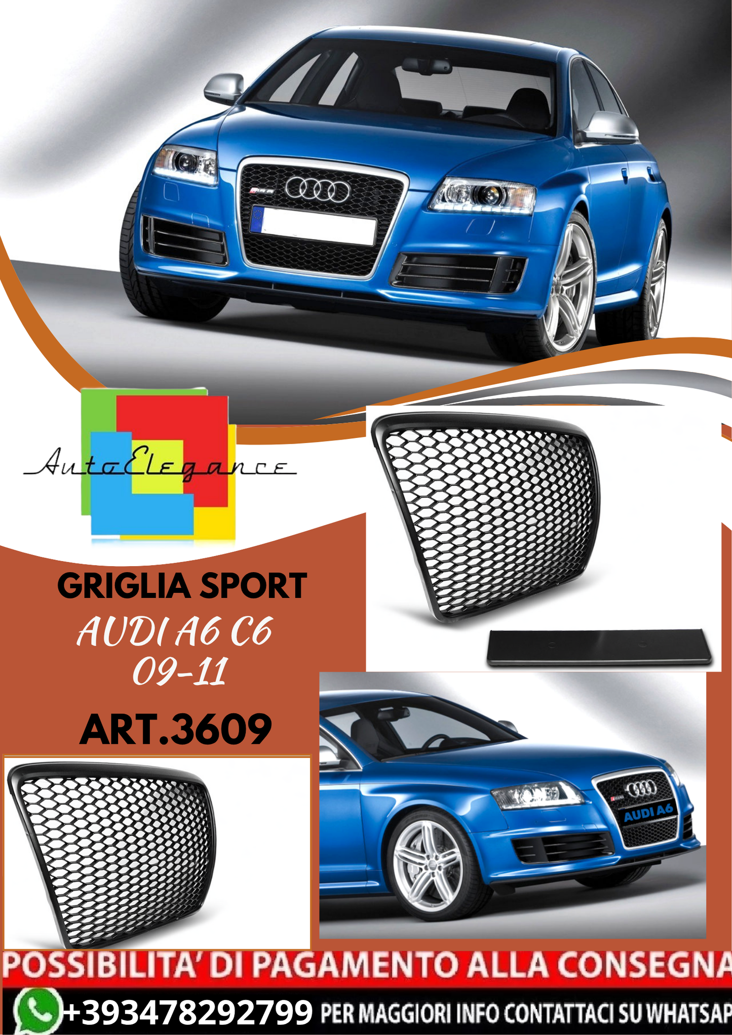 💥ART.3609 GRIGLIA SPORT adatto per AUDI A6 C6 09-11💥