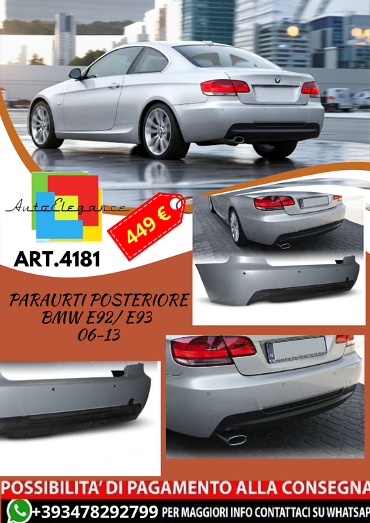 💥ART.4181 Paraurti Posteriore adatto per BMW E92/ E93 06-13 LOOK M3💥