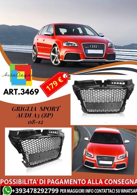 💥ART.3469 GRIGLIA SPORT adatto per AUDI A3 (8P) 08-12💥