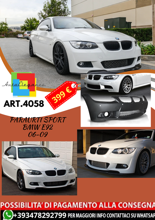 💥ART.4058 PARAURTI ANTERIORE SPORT adatto per BMW E92 06-09 LOOK M3💥