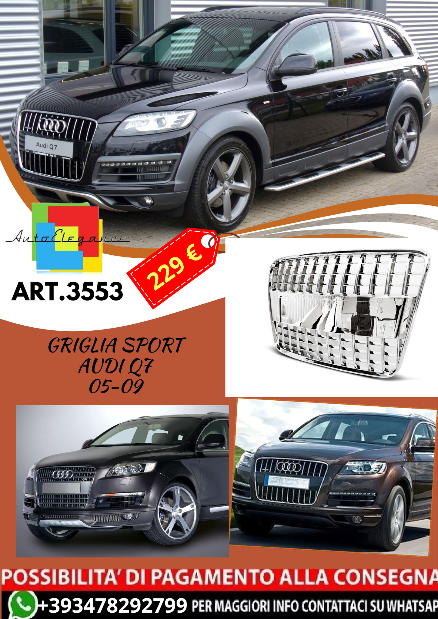 💥ART.3553 GRIGLIA SPORT adatto per AUDI Q7 05-09💥