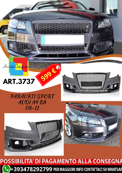 💥ART.3737 PARAURTI ANTERIORE SPORT adatto per AUDI A4 B8 08-11💥