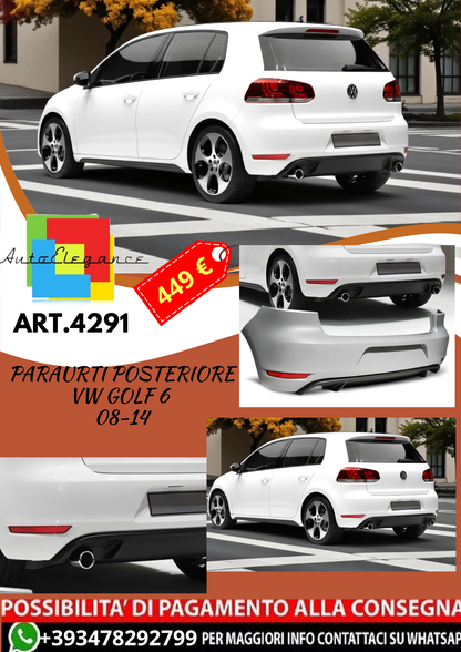 💥ART.4291 Paraurti Posteriore adatto per VW GOLF 6 08-14 LOOK GTI💥