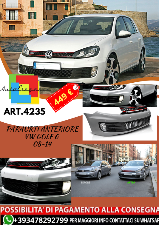 💥ART.4235 Paraurti Anteriore adatto per VW GOLF 6 08-14 LOOK GTI💥