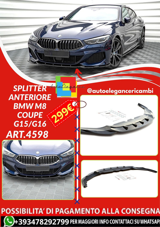 💫Art.4598 Splitter Anteriore BMW M8 Coupe G15/Gran Coupe G16 2018+💫