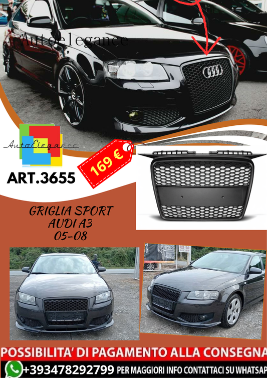 💥ART.3655 GRIGLIA SPORT adatto per AUDI A3 05-08💥