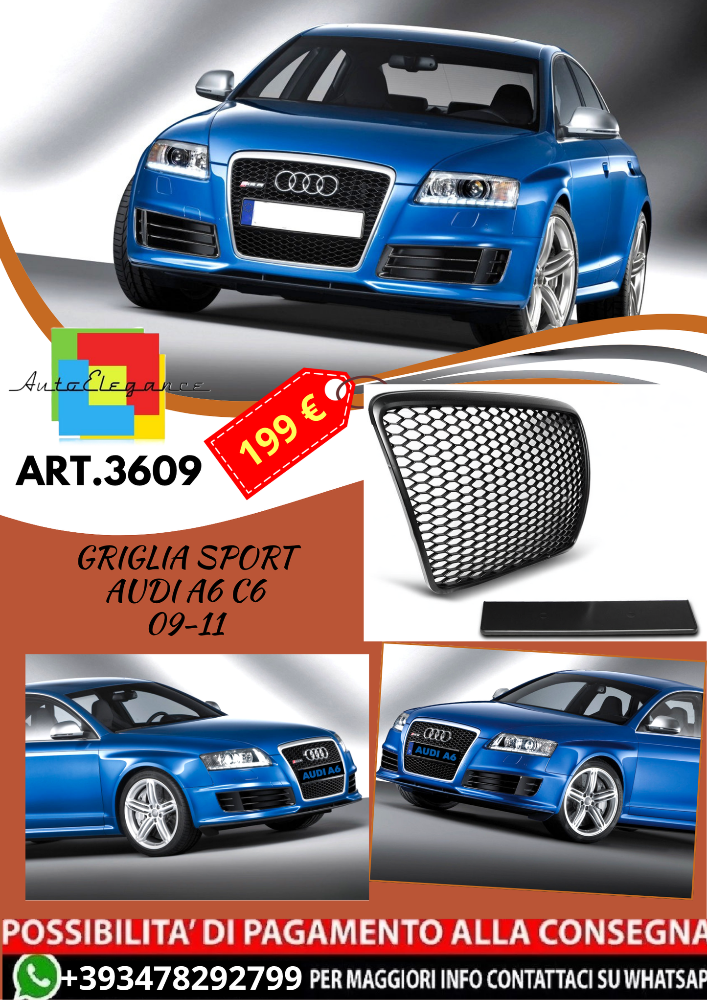 💥ART.3609 GRIGLIA SPORT adatto per AUDI A6 C6 09-11💥