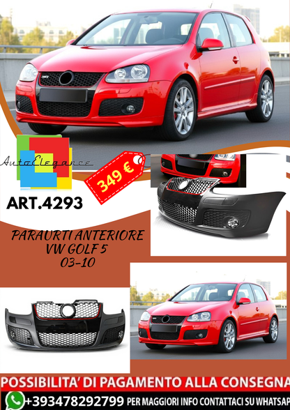 💥ART.4293 Paraurti Anteriore adatto per VW GOLF 5 03-10 LOOK GTI💥