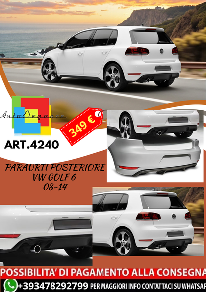 💥ART.4240 Paraurti Posteriore adatto per VW GOLF 6 08-14 LOOK GTI💥