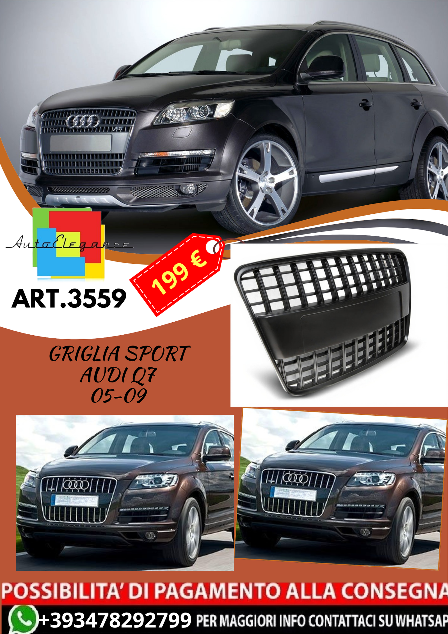 💥ART.3559 GRIGLIA SPORT adatto per AUDI Q7 05-09💥