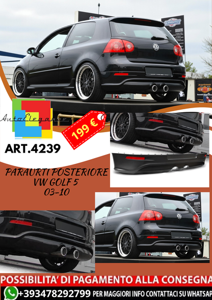 💥ART.4239 Paraurti Posteriore adatto per VW GOLF 5 03-10 LOOK GTI💥