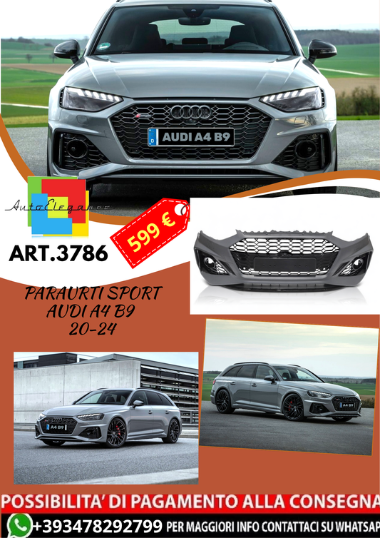 💥ART.3786 PARAURTI ANTERIORE SPORT adatto per AUDI A4 B9 20-24 LOOK RS4💥