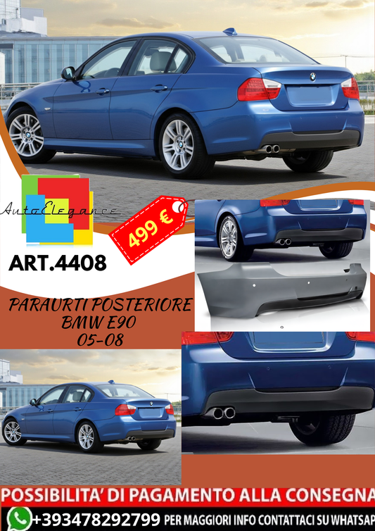 💥ART.4408 Paraurti Posteriore adatto per BMW E90 05-08 LOOK M3💥