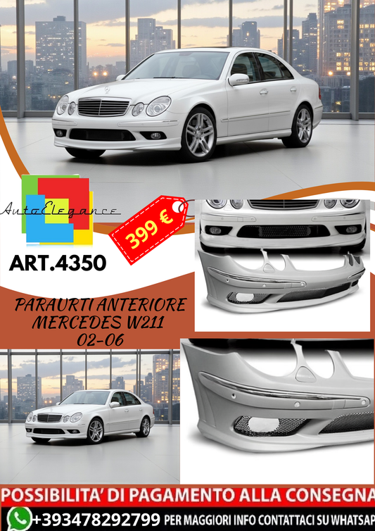 💥ART.4350 Paraurti Anteriore adatto per MERCEDES W211 02-06 LOOK AMG💥