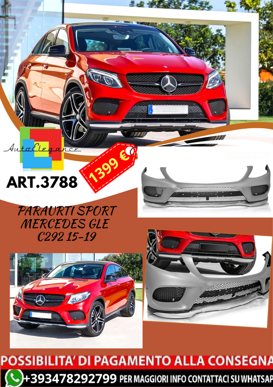 💥ART.3788 PARAURTI ANTERIORE SPORT adato per MERCEDES GLE C292 15-19 LOOK AMG💥