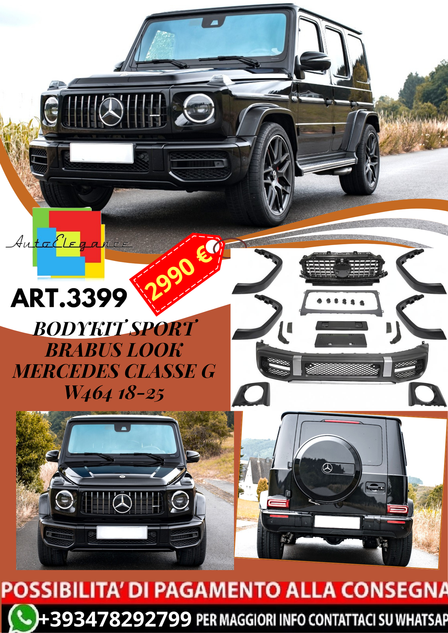 💥ART.3399 BODYKIT SPORT LOOK BRABUS adatto per MERCEDES CLASSE-G W464 18-25💥