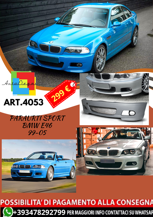 💥ART.4053 PARAURTI ANTERIORE SPORT adatto per BMW E46 99-05 LOOK M3💥
