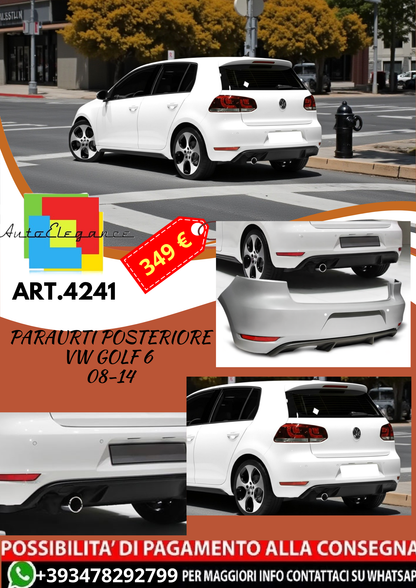 💥ART.4241 Paraurti Posteriore adatto per VW GOLF 6 08-14 LOOK GTI💥