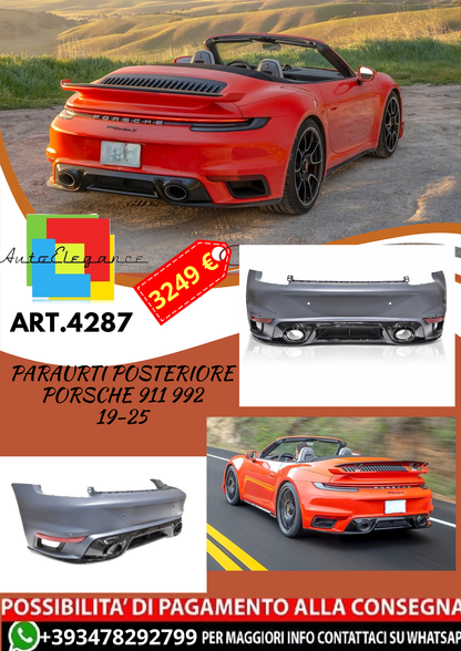 💥ART.4287 Paraurti Posteriore adatto per PORSCHE 911 992 19-25💥