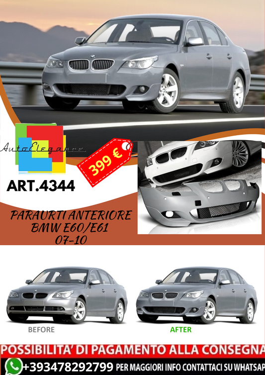 💥ART.4344 Paraurti Anteriore adatto per BMW E60/E61 07-10 LOOK M5💥