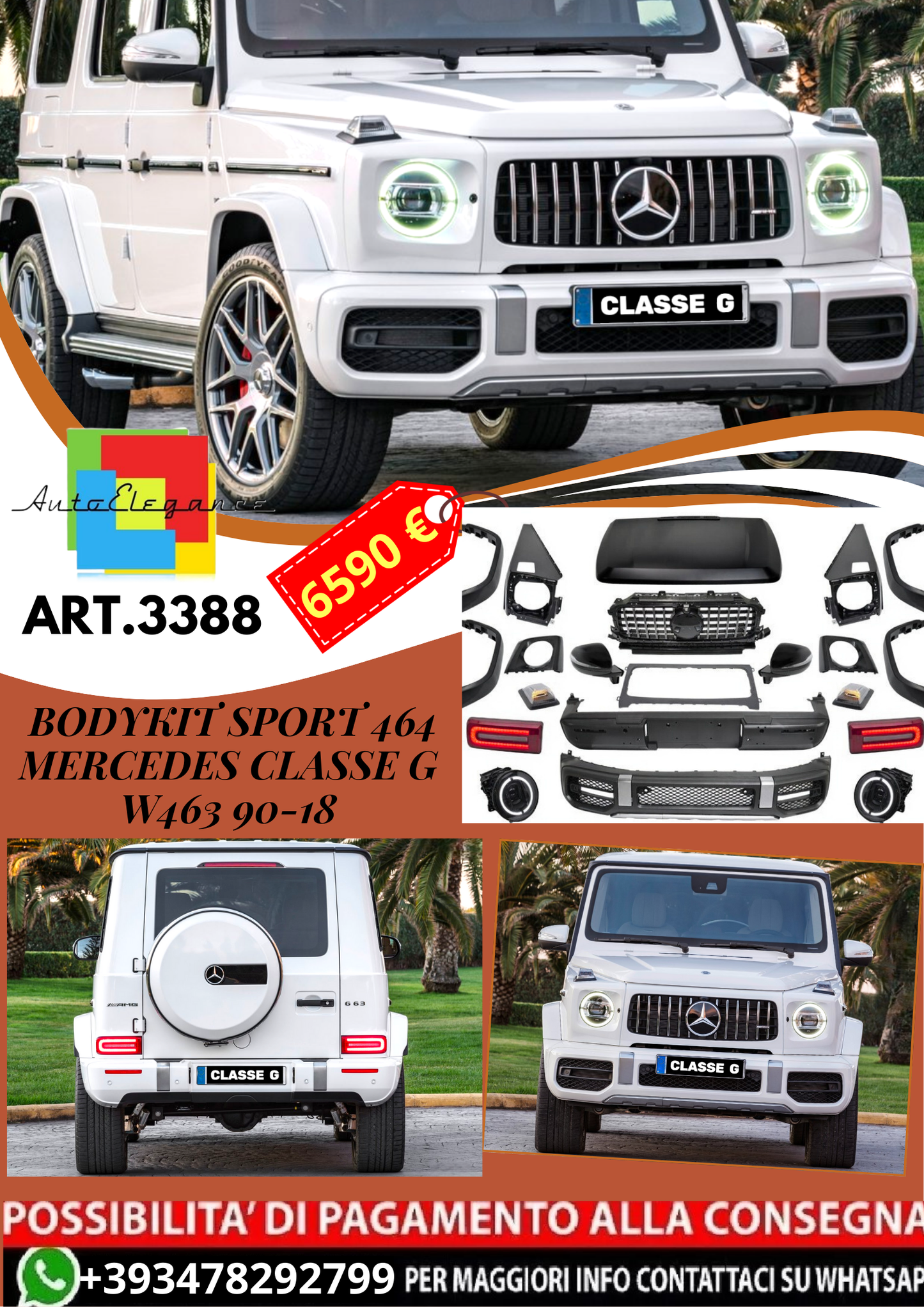 💥ART.3388 BODYKIT SPORT 464 adatto per MERCEDES CLASSE G W463 90-18💥