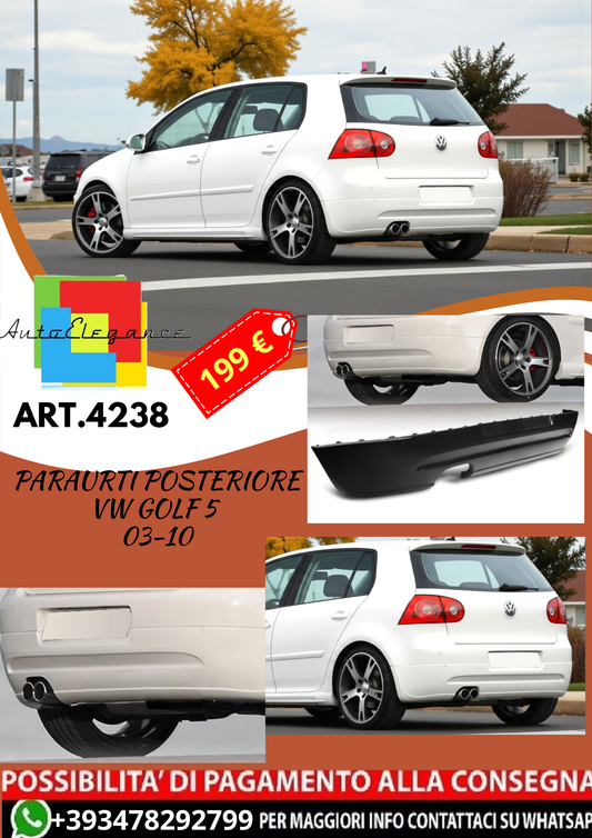 💥ART.4238 Paraurti Posteriore adatto per VW GOLF 5 03-10 LOOK GTI💥