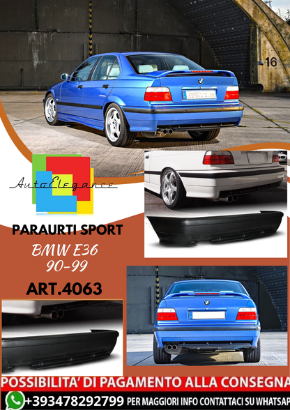 💥ART.4063 PARAURTI POSTERIORE SPORT adatto per BMW E36 90-99 LOOK M3💥