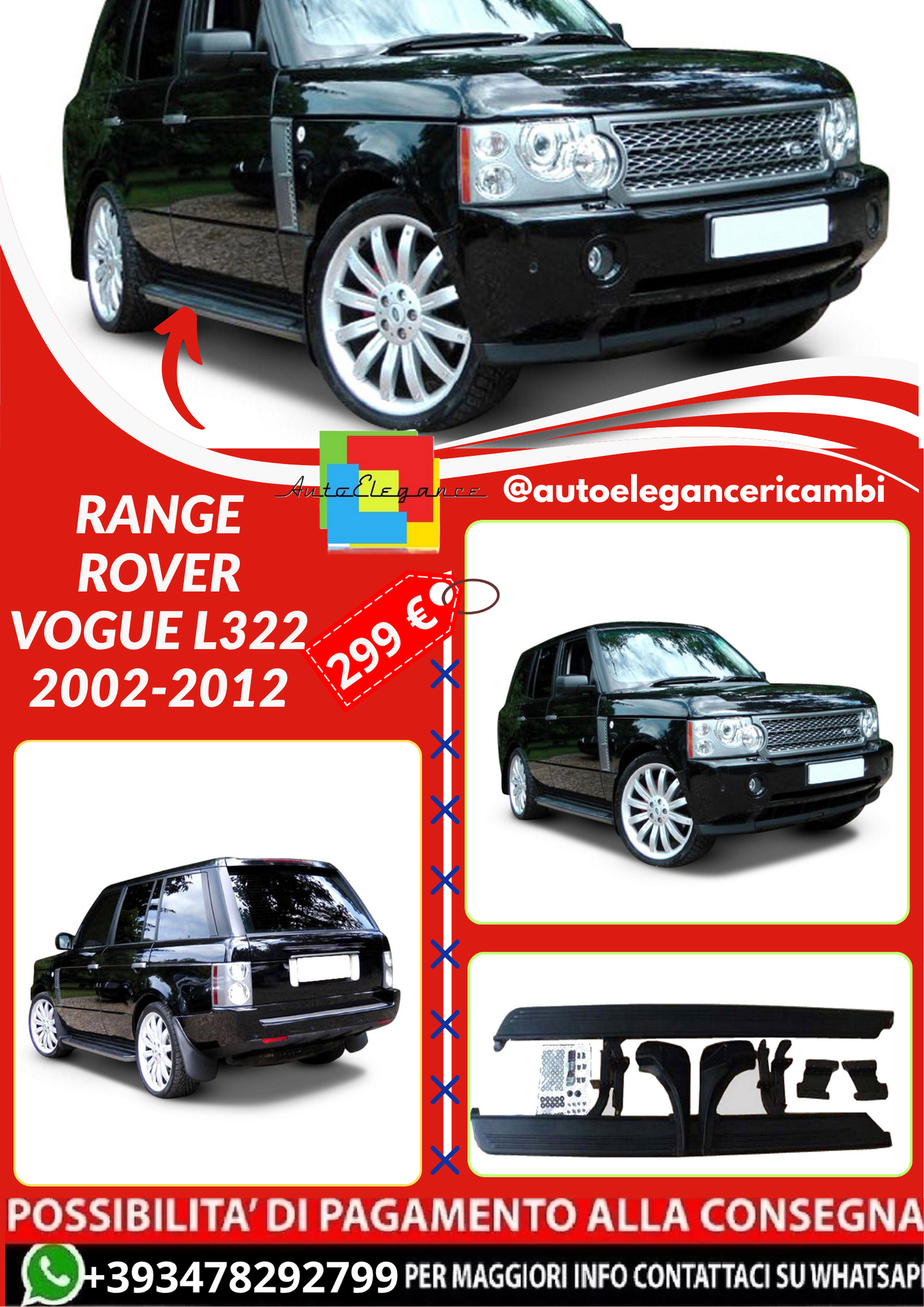 ART.4544  Pedane Laterale Sottoporta Per Range Rover Vogue L322 2002-2012