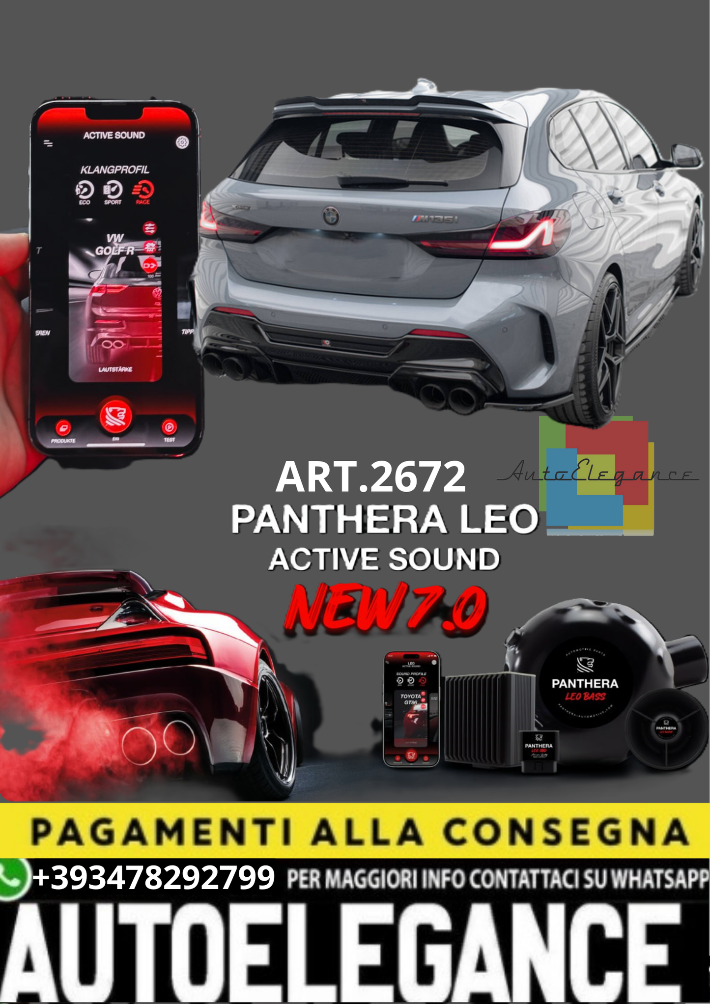 💥💣 ART.2672 PANTHERA SOUND SYSTEM ADATTO PER  BMW M1 / M135i / 128ti F40 💣💥
