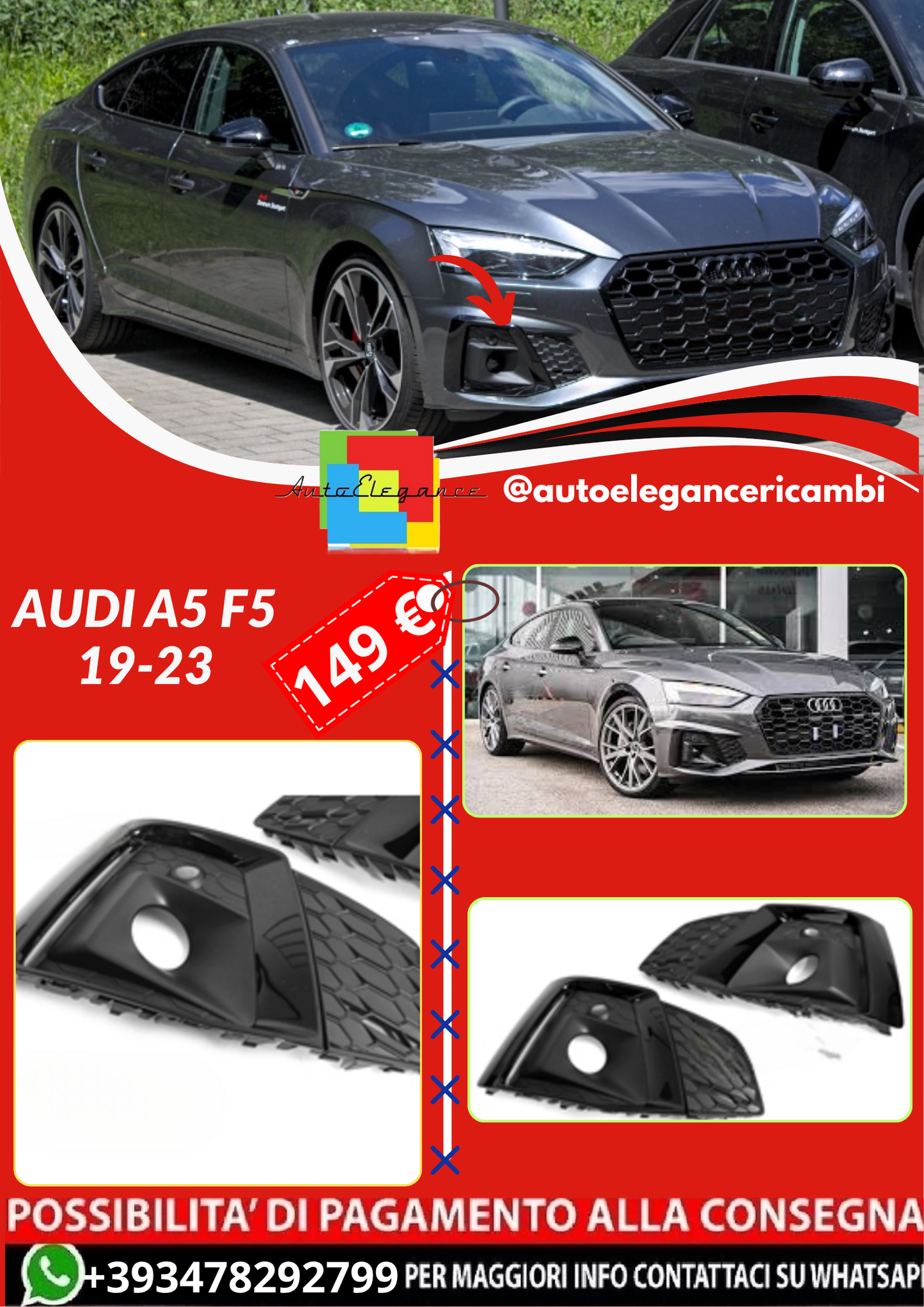 ART.4561  COPERCHIO FANALE FENDINEBBIA AUDI A5 F5 19-23