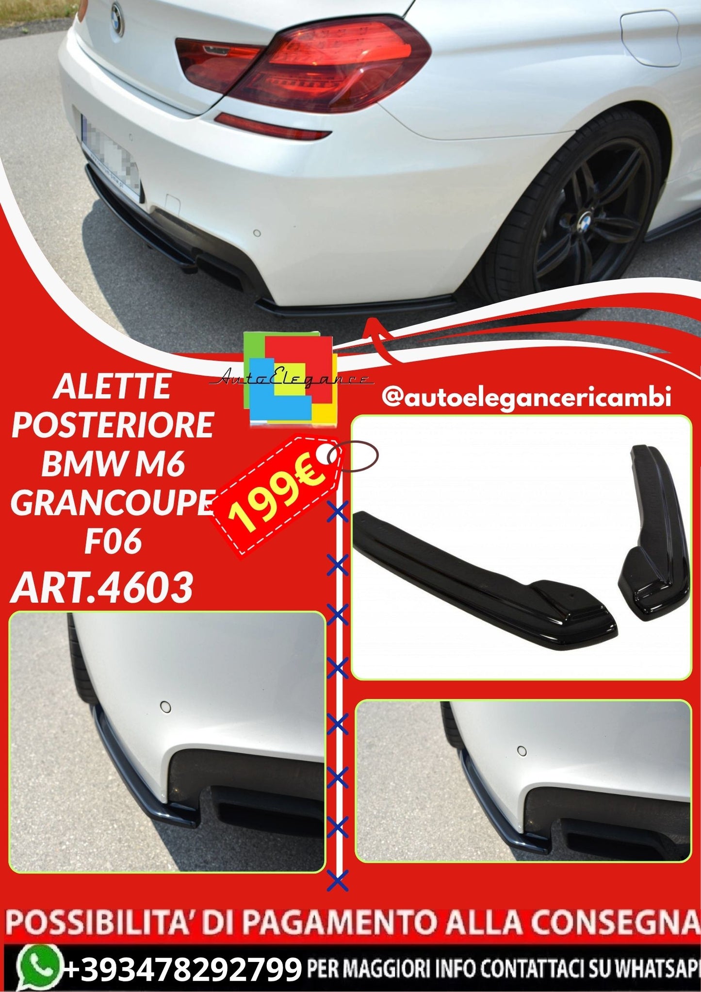 💫Art.4603 Alette posteriore adatto per BMW M6 GranCoupe F06💫
