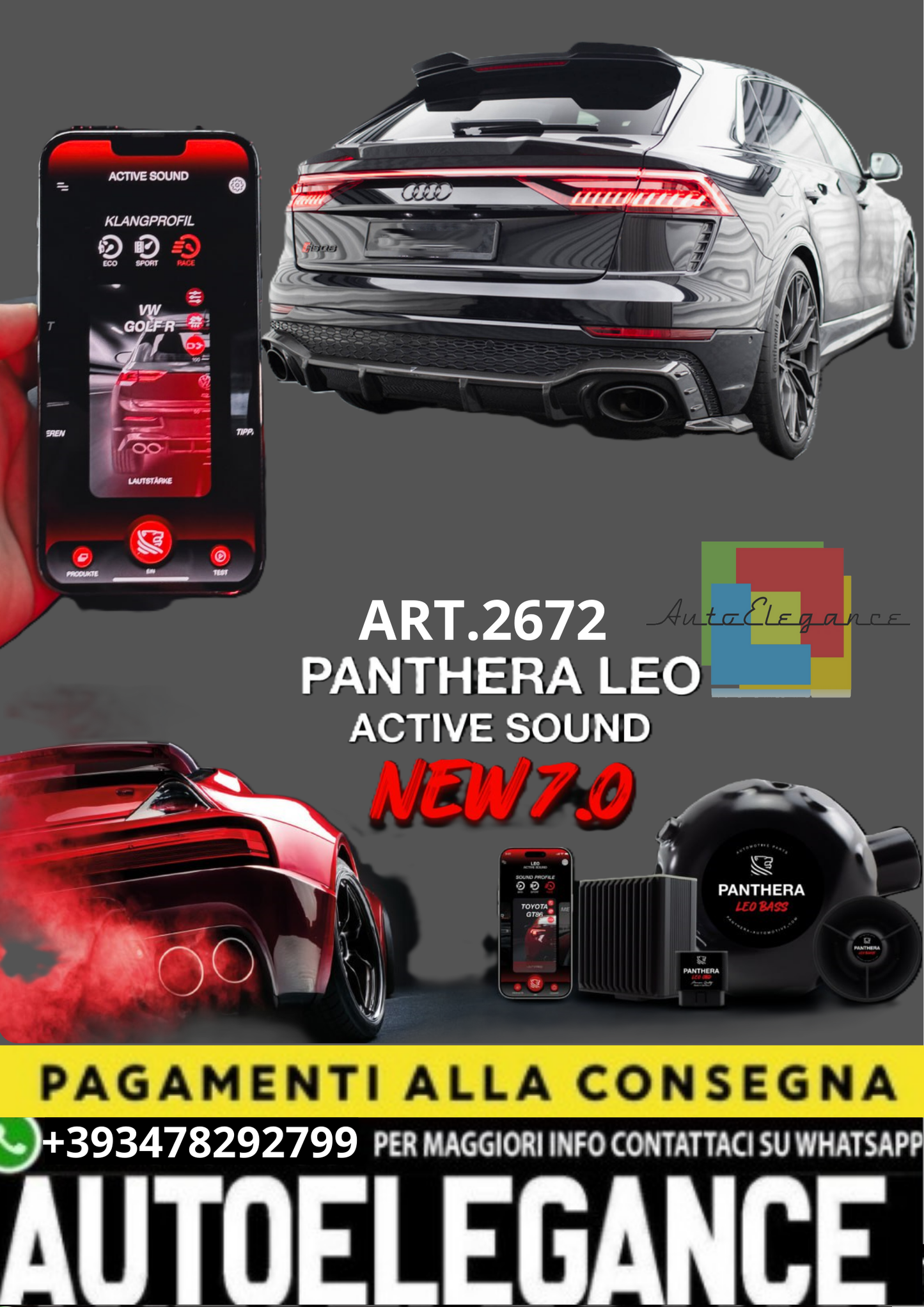 💥💣 ART.2672 PANTHERA SOUND SYSTEM ADATTO PER AUDI Q8 / SQ8 / RSQ8 💣💥