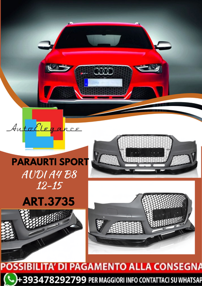 💥ART.3735 PARAURTI ANTERIORE SPORT adatto per AUDI A4 B8 12-15💥