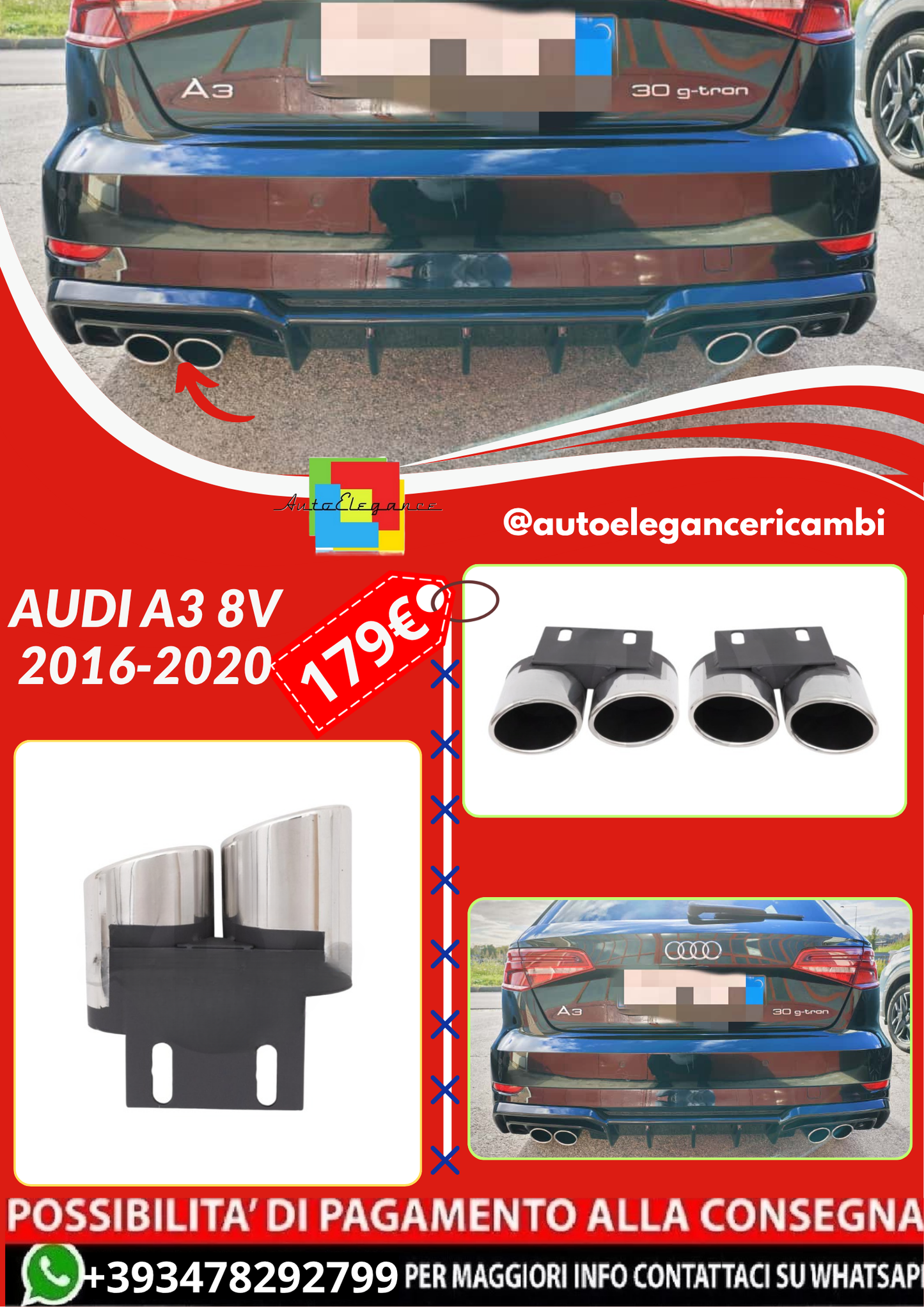 ART. 0330 TERMINALI  CROMATI  AUDI A3 8V