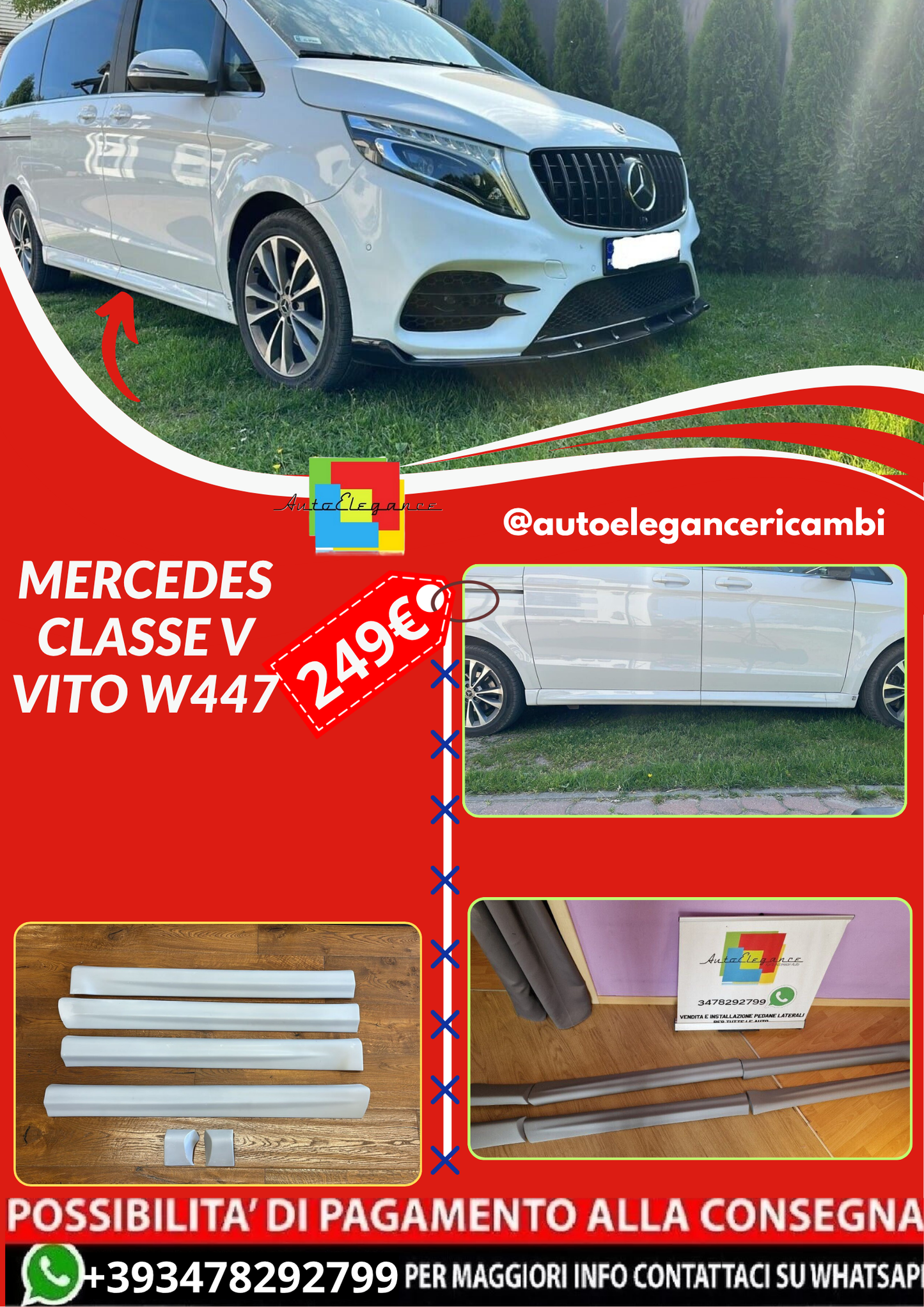 ART. 1201 MINIGONNE MERCEDES CLASSE V VITO W447 GREZZO SWB LWB PASSO CORTO PASSO LUNGO