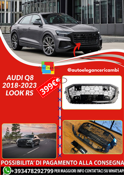 ART.4572 GRIGLIA AUDI Q8 2018-2023 LOOK RS nero lucido