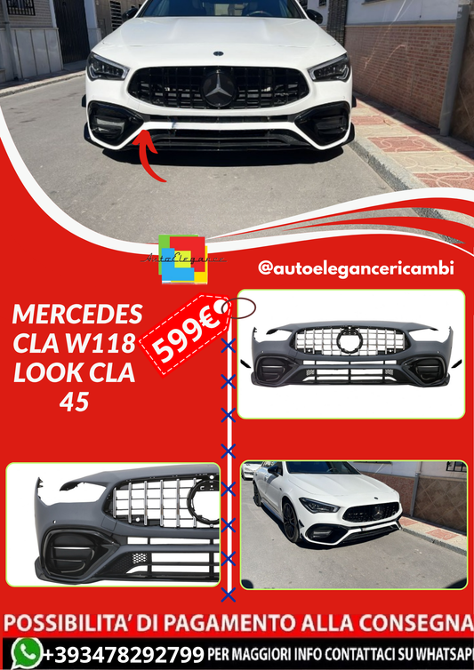 ART. 0786 PARAURTI ANTERIORE MERCEDES CLA W118 LOOK CLA 45
