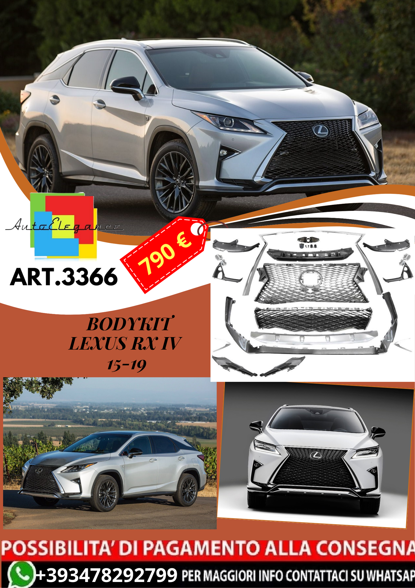 💥ART.3366 BODYKIT adatto per LEXUS RX IV 350 F SPORT 15-19💥