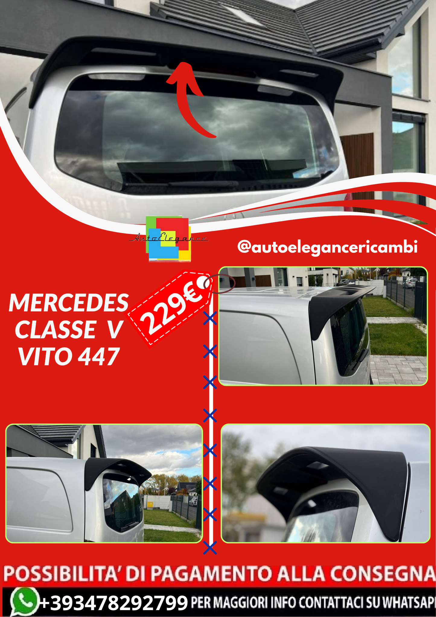 ART.4586  Spoiler tetto MERCEDES VITO 447 grezzo da verniciare