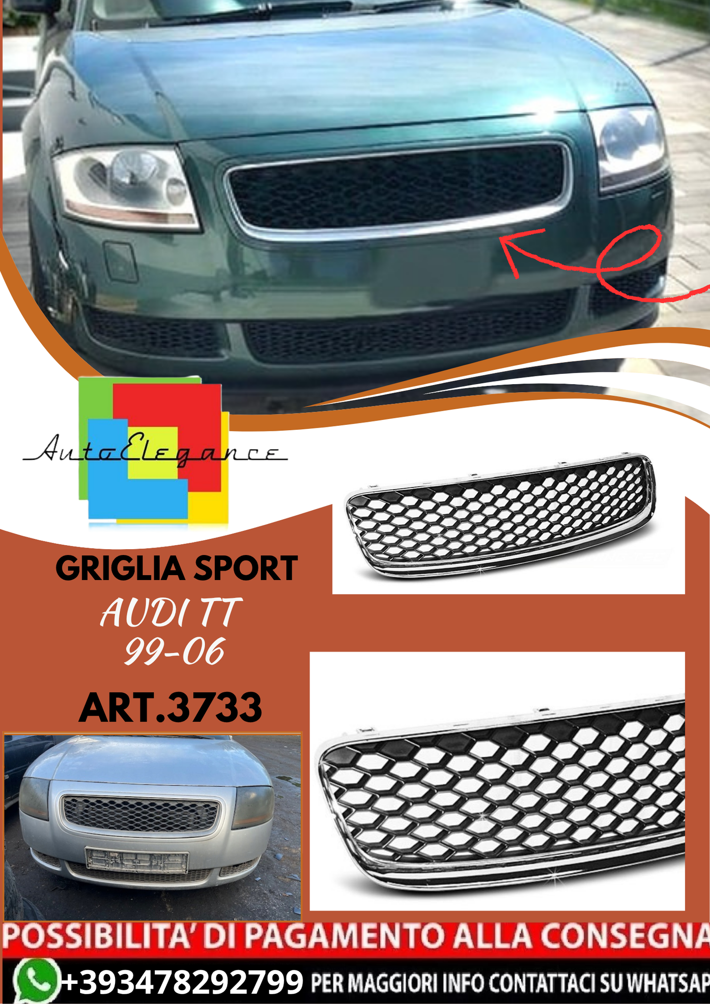 💥ART.3733 GRIGLIA SPORT adatto per AUDI TT 99-06💥
