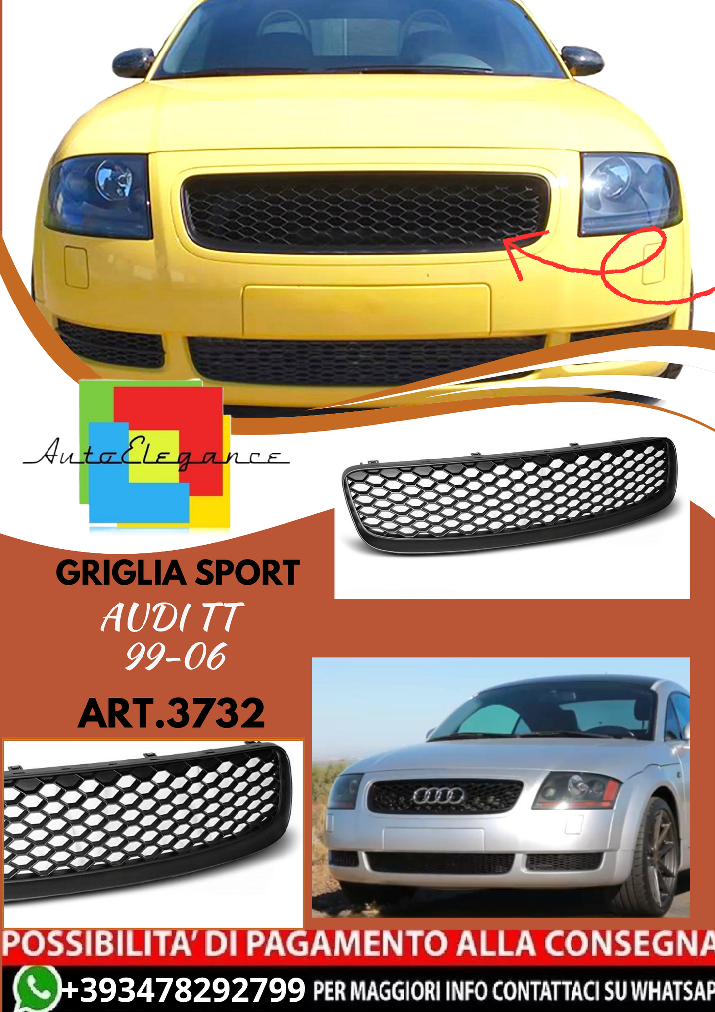 💥ART.3732 GRIGLIA SPORT adatto per AUDI TT 99-06💥