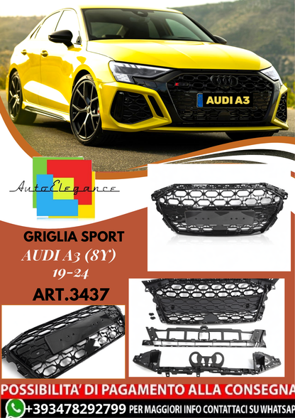 💥ART.3437 GRIGLIA SPORT adatto per AUDI A3 (8Y) 19-24💥