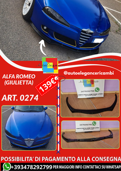 ART. 0274 SPLITTER ALFA ROMEO (GIULIETTA) 3 PEZZI