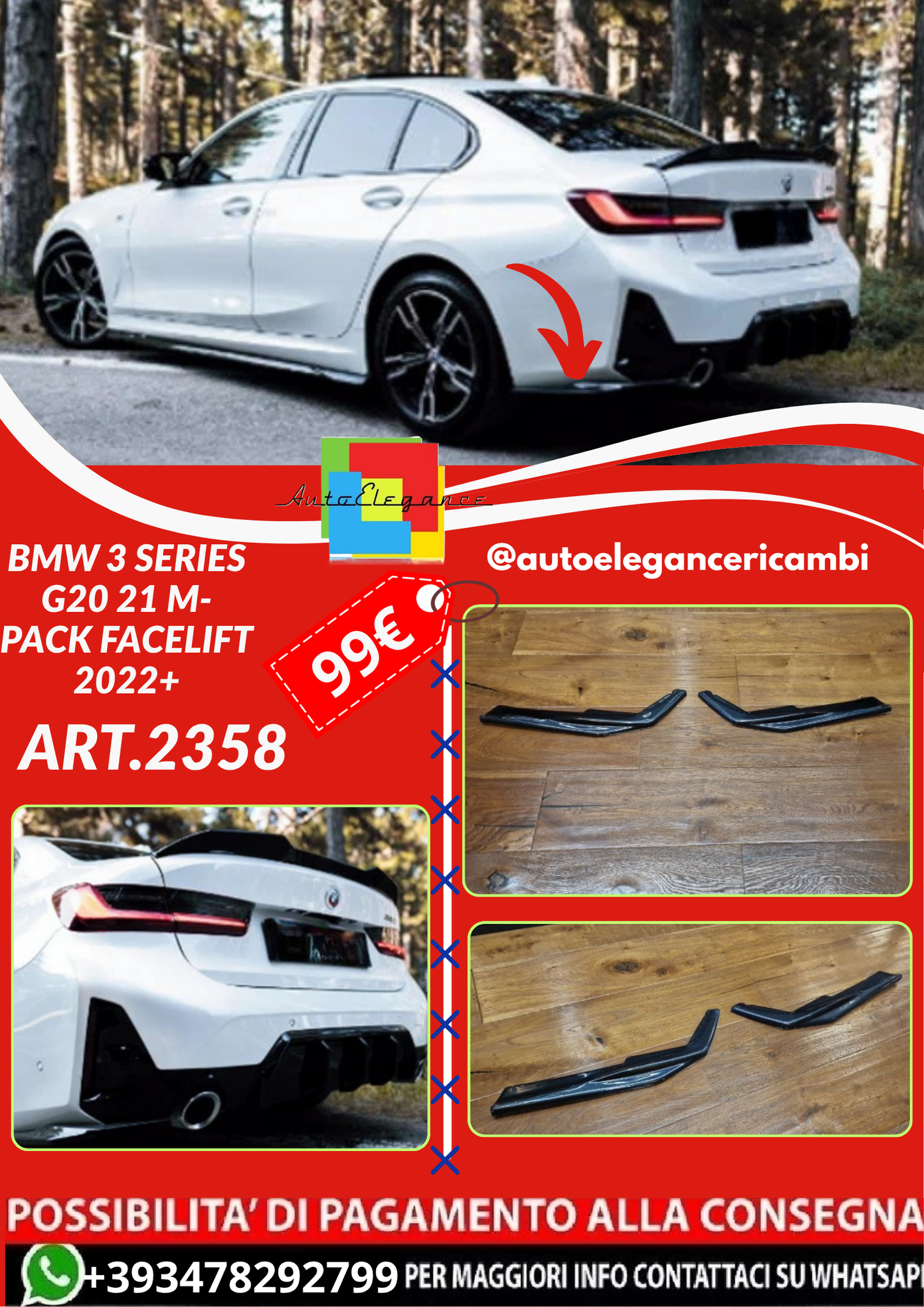 ART.2358 FLAP BMW 3 SERIES G20 21 M-PACK FACELIFT 2022+