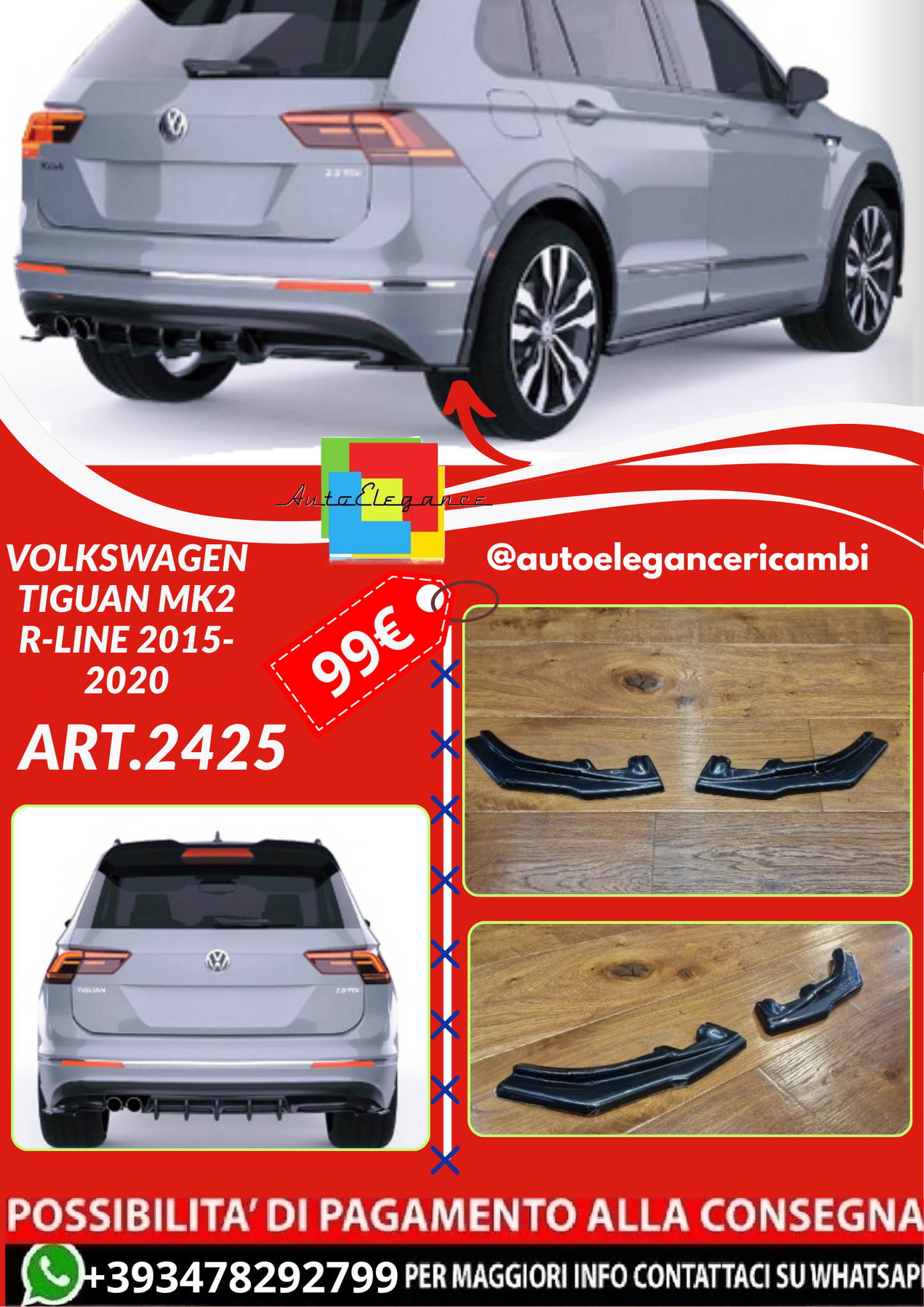 ART.2425 FLAP VOLKSWAGEN TIGUAN MK2 R-LINE 2015-2020