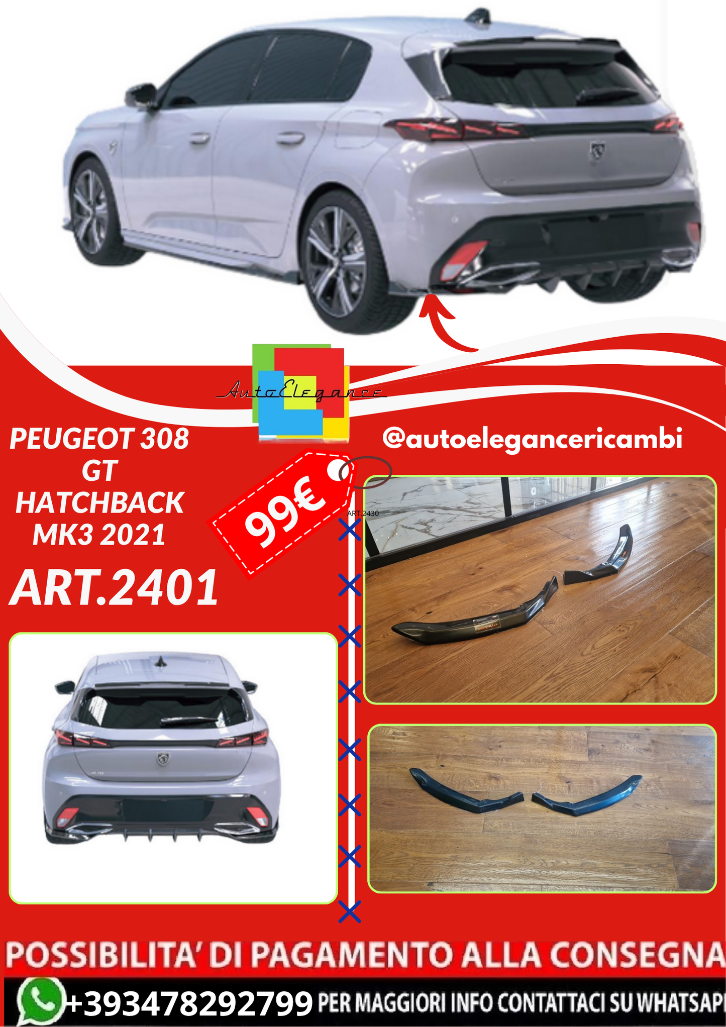 ART.2401  FLAP PEUGEOT 308 GT HATCHBACK MK3 2021