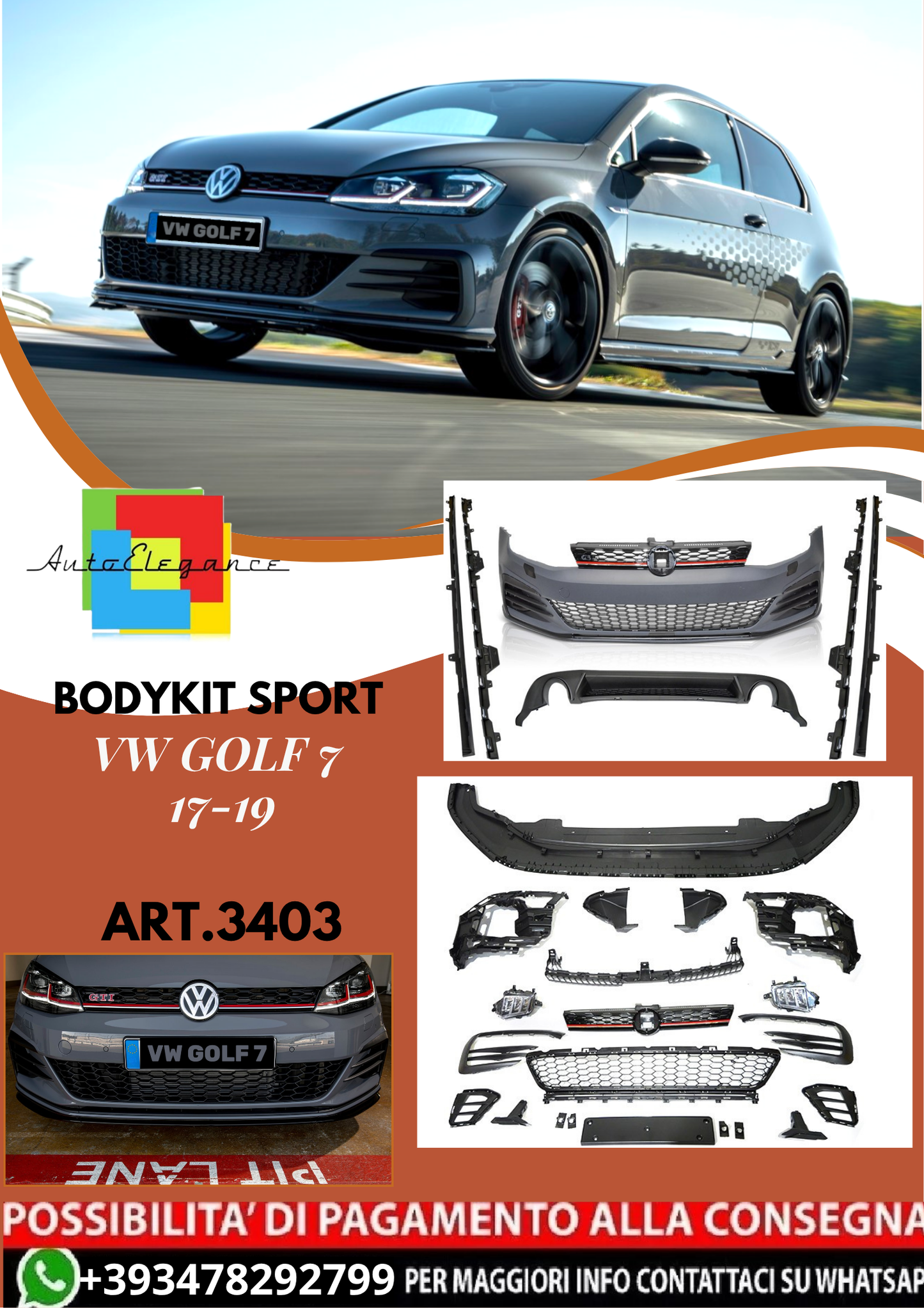 💥ART.3403 BODYKIT SPORT adatto per VW GOLF 7 17-19💥