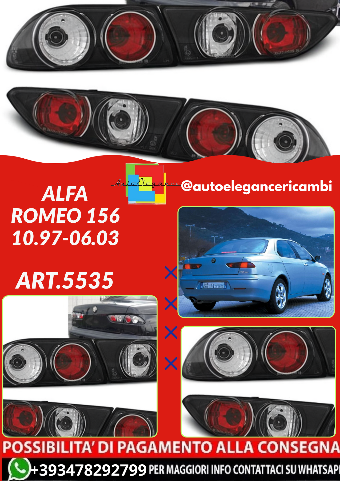 💫ART.5538 FARI POSTERIORE ADATTO PER ALFA ROMEO 156 10.97-06.03💫