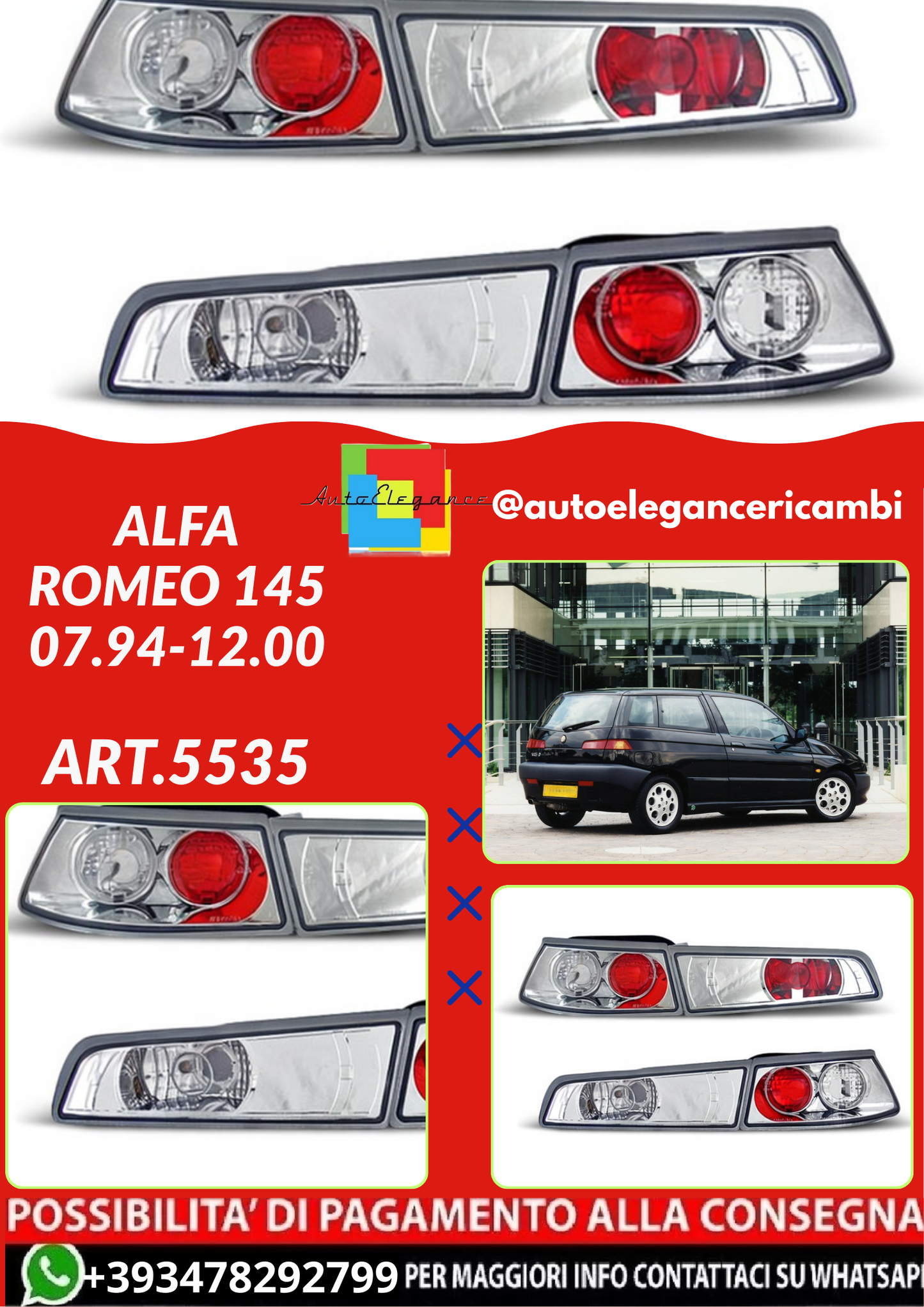 💫ART.5535 FARI POSTERIORE ADATTO PER ALFA ROMEO 145 07.94-12.00💫