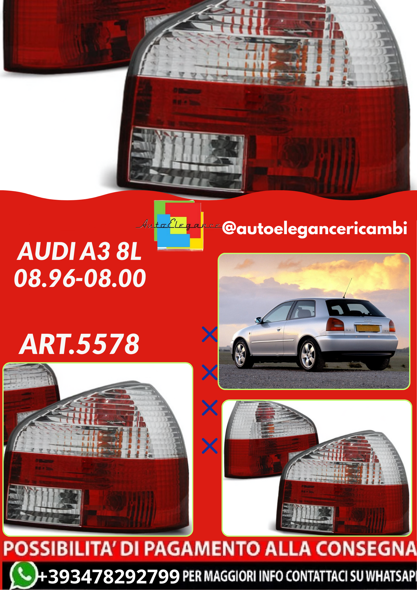 💫ART.5578 FARI POSTERIORE ADATTO PER AUDI A3 8L 08.96-08.00💫